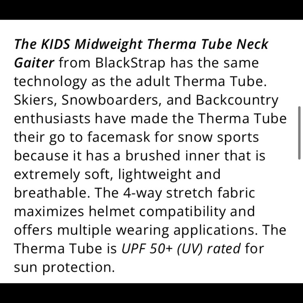 KIDS Midweight Therma Tube Neck Gaiter - Picture 4 of 7